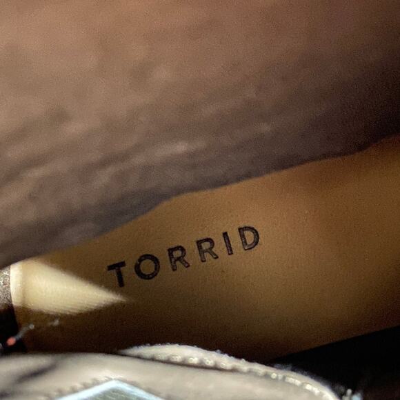 Torrid Western Knee High Boots with Straps Faux Suede Dark Brown Chunky Heel 11W - Picture 9 of 11